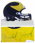 Gerald Ford Signed University of Michigan Miniature Football Helmet
